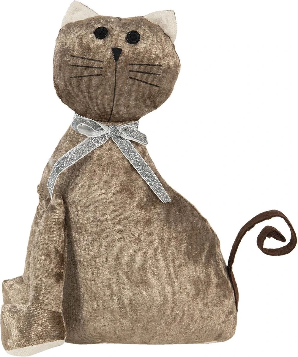Clayre & Eef Deurstopper Kat 20x11x29 Cm Bruin Polyester Deurklem Deurwig 3 Clayre & Eef Deurstopper Kat 20x11x29 Cm Bruin Polyester Deurklem Deurwig
