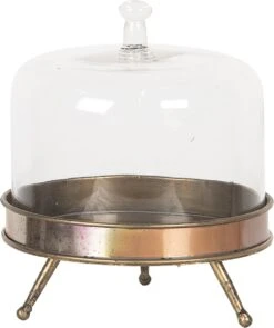 Clayre & Eef Stolp Ø 18x21 Cm Metaal Glas Rond Glazen Stolp Stolp Op Voet -Clayre & Eef 1005x1200 1