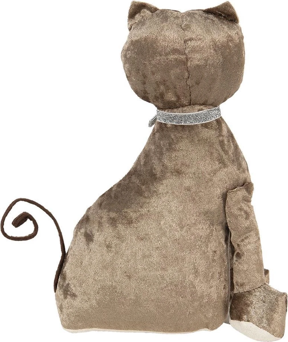 Clayre & Eef Deurstopper Kat 20x11x29 Cm Bruin Polyester Deurklem Deurwig 4 Clayre & Eef Deurstopper Kat 20x11x29 Cm Bruin Polyester Deurklem Deurwig - Afbeelding 2
