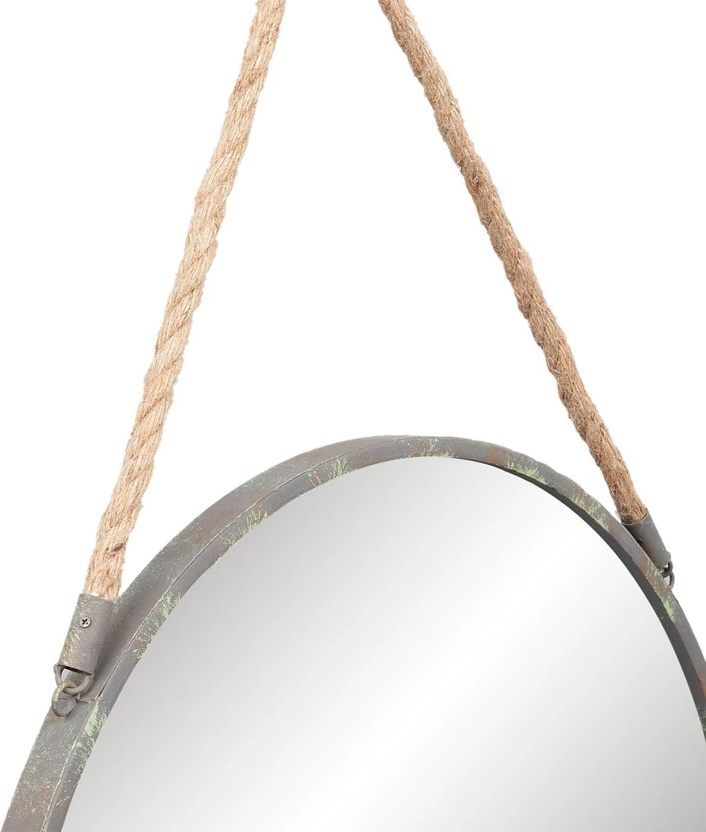 Clayre & Eef Spiegel Ø 56 Cm Grijs Ijzer Rond Grote Spiegel Wandspiegel Muur Spiegel 5 Clayre & Eef Spiegel Ø 56 Cm Grijs Ijzer Rond Grote Spiegel Wandspiegel Muur Spiegel - Afbeelding 3