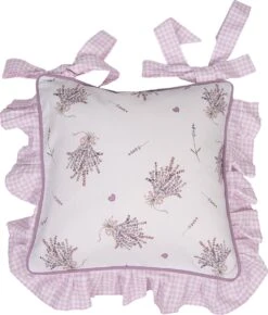 Clayre & Eef Kussenhoes Stoelkussen 40x40 Cm Paars Wit Katoen Vierkant Lavendel Sierkussen Kussensloop Kussenbeschermer -Clayre & Eef 1021x1200 1