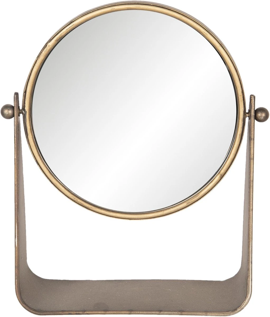 Clayre & Eef Staande Spiegel 62S161 30*10*36 Cm - Goudkleurig Metaal / Glas Tafel Spiegel 6 Clayre & Eef Staande Spiegel 62S161 30*10*36 Cm - Goudkleurig Metaal / Glas Tafel Spiegel - Afbeelding 4