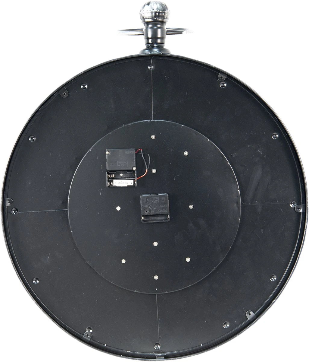 Clayre & Eef Wandklok 60x80 Cm Zwart Zilverkleurig MDF Ijzer Rond Muurklok Hangklok Keukenklok 5 Clayre & Eef Wandklok 60x80 Cm Zwart Zilverkleurig MDF Ijzer Rond Muurklok Hangklok Keukenklok - Afbeelding 3