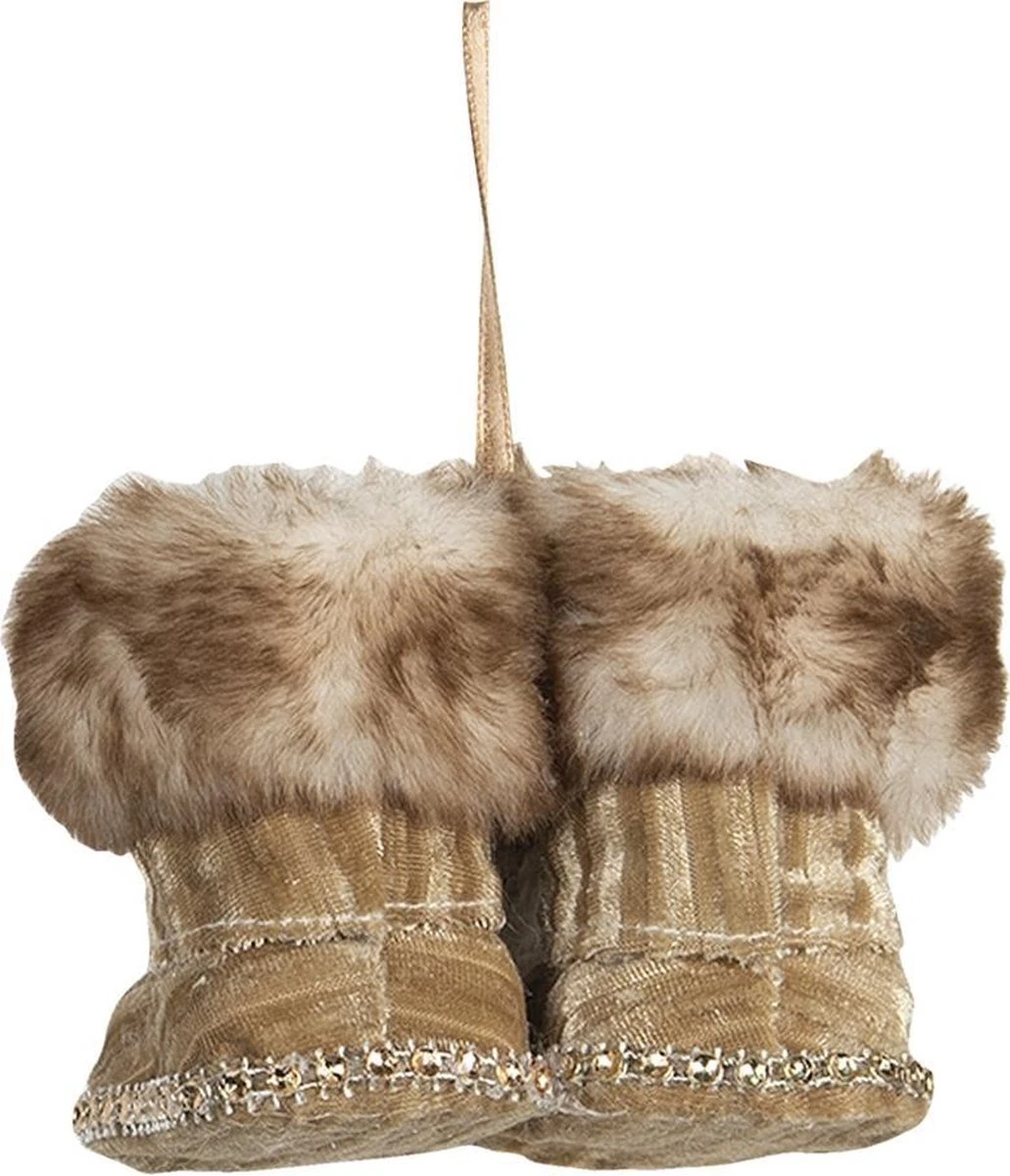 Clayre & Eef Decoratie Knuffel Goudkleurig Polyester Knuffeldier Decoratie Hanger 4 Clayre & Eef Decoratie Knuffel Goudkleurig Polyester Knuffeldier Decoratie Hanger - Afbeelding 2