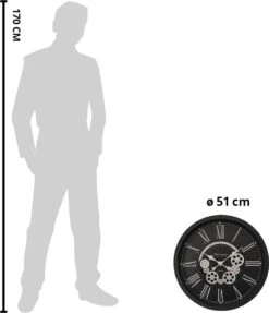 Clayre & Eef Wandklok Ø 51 Cm Zwart Kunststof Muurklok Hangklok -Clayre & Eef 1032x1200