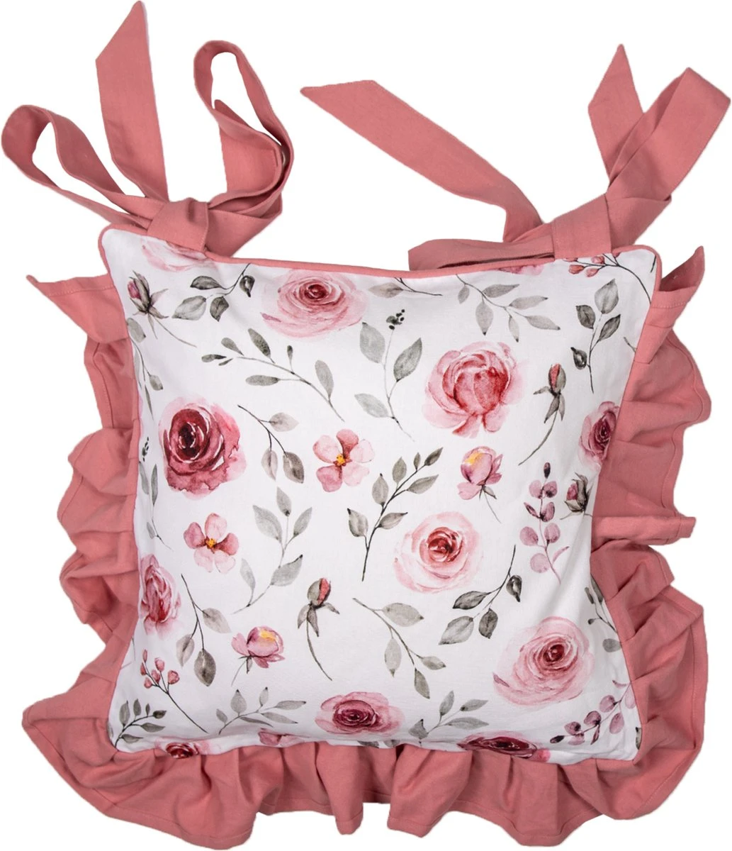 Clayre & Eef Kussenhoes Stoelkussen 40x40 Cm Wit Roze Katoen Vierkant Rozen Sierkussen Kussensloop Kussenbeschermer 10 Clayre & Eef Kussenhoes Stoelkussen 40x40 Cm Wit Roze Katoen Vierkant Rozen Sierkussen Kussensloop Kussenbeschermer - Afbeelding 8