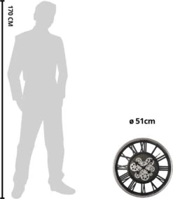 Clayre & Eef Wandklok Ø 51 Cm Zwart Zilverkleurig Kunststof Rond Muurklok Hangklok -Clayre & Eef 1039x1200 1