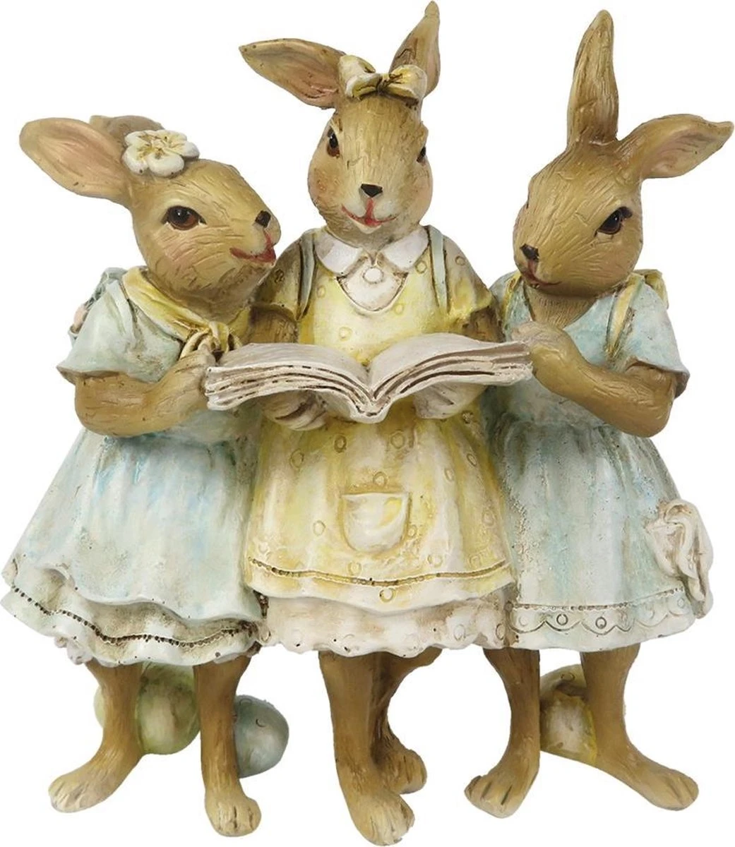 Clayre & Eef Beeld Konijn 15 Cm Bruin Geel Kunststof Woonaccessoires Pasen Paashaas 3 Clayre & Eef Beeld Konijn 15 Cm Bruin Geel Kunststof Woonaccessoires Pasen Paashaas