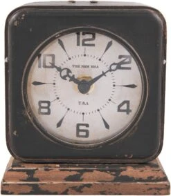 Clayre & Eef Tafelklok 11x12 Cm Bruin Ijzer Vierkant Tafelklokken Binnen Staand Klokje Tafelklokje -Clayre & Eef 1045x1200 1