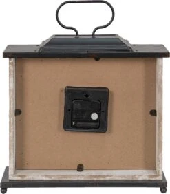 Clayre & Eef Tafelklok 36x10x32 Cm Zwart Wit Hout Ijzer Old Town Tafelklokken Binnen Staand Klokje Tafelklokje -Clayre & Eef 1052x1200 2