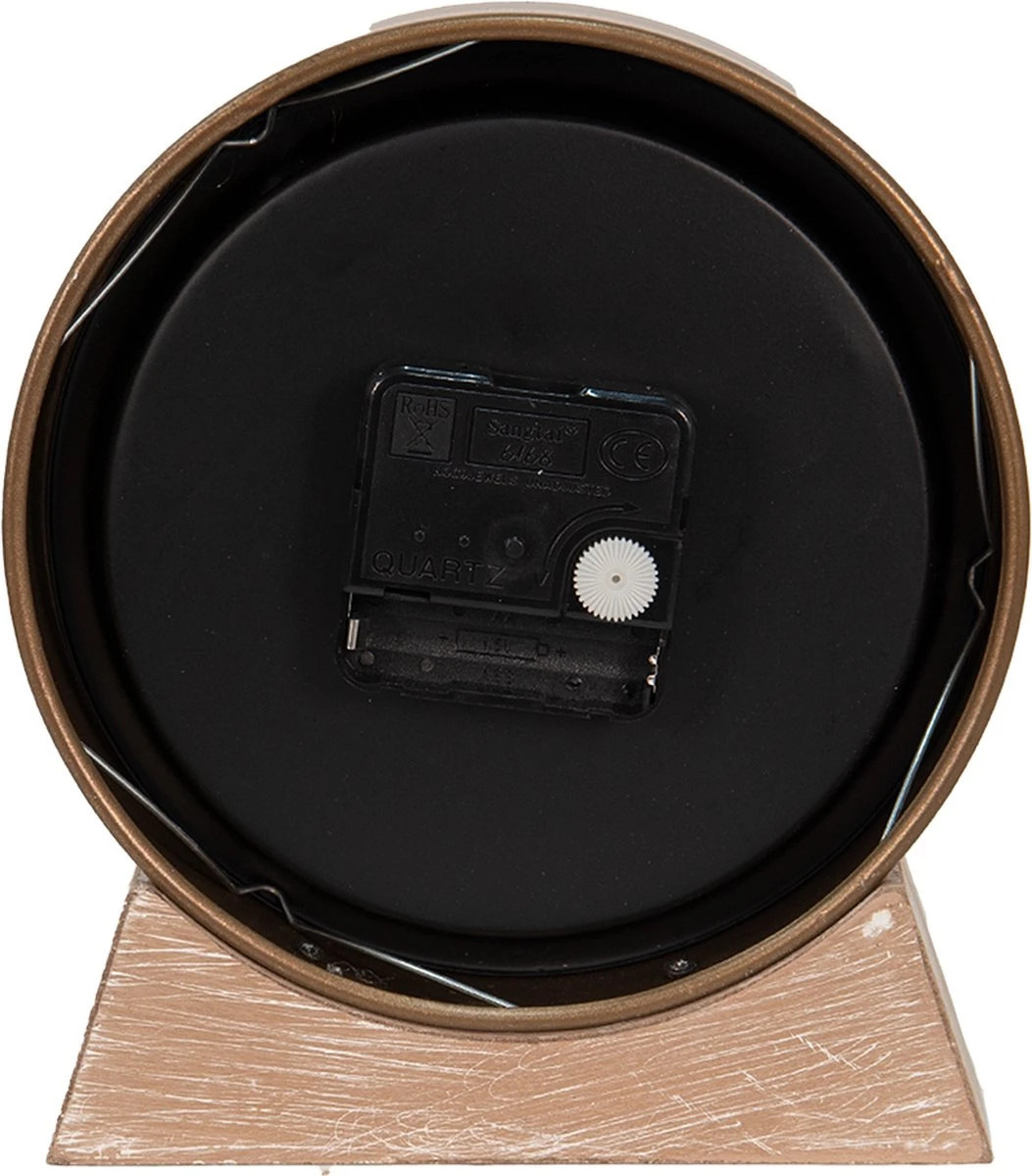 Clayre & Eef Tafelklok 17x20 Cm Goudkleurig Hout Ijzer Rond Tafelklokken Binnen Staand Klokje Tafelklokje 4 Clayre & Eef Tafelklok 17x20 Cm Goudkleurig Hout Ijzer Rond Tafelklokken Binnen Staand Klokje Tafelklokje - Afbeelding 2