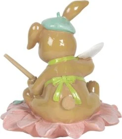 Clayre & Eef Beeld Konijn 15x15x15 Cm Bruin Groen Kunststof Woonaccessoires Pasen Paashaas -Clayre & Eef 1056x1200 2