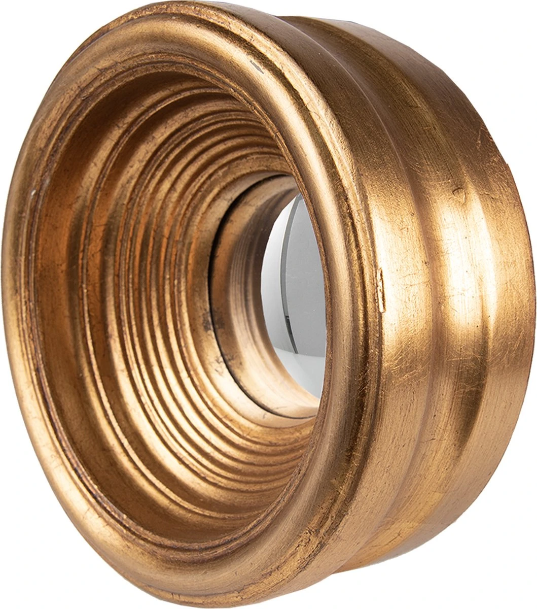 Clayre & Eef Spiegel Ø 16 Cm Goudkleurig Kunststof Rond Grote Spiegel Wand Spiegel Muur Spiegel 4 Clayre & Eef Spiegel Ø 16 Cm Goudkleurig Kunststof Rond Grote Spiegel Wand Spiegel Muur Spiegel - Afbeelding 2