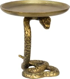 Clayre & Eef Decoratie Schaal Slang Ø 21x24 Cm Goudkleurig Aluminium Fruitschaal Decoratieve Accessoires Woonaccessoires