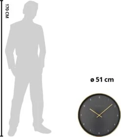 Clayre & Eef Wandklok Ø 51 Cm Zwart Goudkleurig Kunststof Muurklok Hangklok -Clayre & Eef 1068x1200