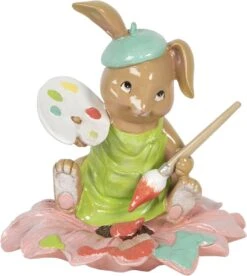 Clayre & Eef Beeld Konijn 15x15x15 Cm Bruin Groen Kunststof Woonaccessoires Pasen Paashaas -Clayre & Eef 1073x1200 1