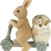 Clayre & Eef Beeld Konijn 11 Cm Bruin Groen Kunststof Happy Easter Woonaccessoires Paashaas Pasen