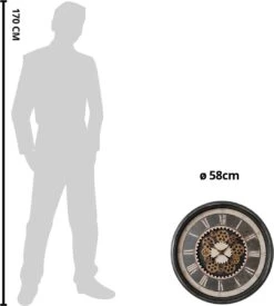 Clayre & Eef Wandklok Ø 58 Cm Zwart Bruin Kunststof Muurklok Hangklok -Clayre & Eef 1078x1200 1