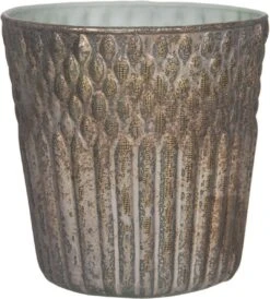 Clayre & Eef Theelichthouder Ø 13x13 Cm Koperkleurig Glas Rond Waxinelichthouder Windlichthouder -Clayre & Eef 1082x1200 2