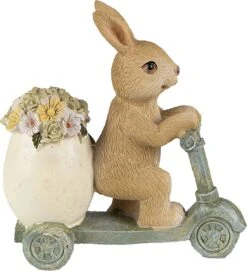 Clayre & Eef Beeld Konijn 11 Cm Bruin Groen Kunststof Happy Easter Woonaccessoires Paashaas Pasen -Clayre & Eef 1092x1200 2