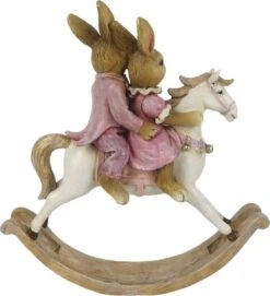 Clayre & Eef Beeld Konijn 14 Cm Roze Wit Kunststof Woonaccessoires Pasen Paashaas -Clayre & Eef 1093x1200