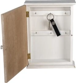 Clayre & Eef Sleutelkastje 20x7x27 Cm Bruin Beige Hout Rechthoek Bloemen Sleutelhouder Sleutelrekje Wandkast -Clayre & Eef 1098x1200 1