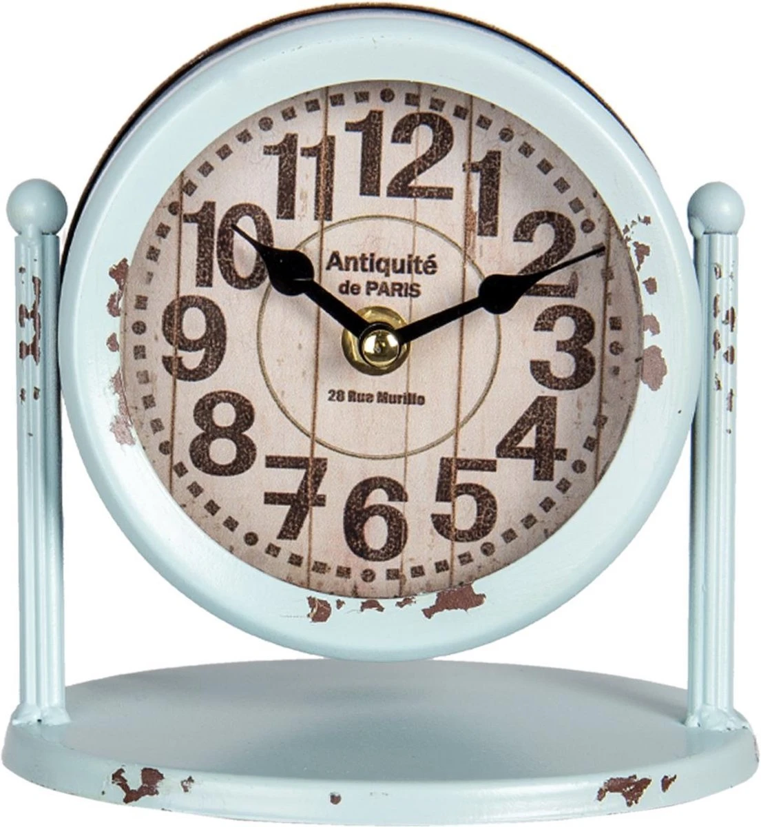 Clayre & Eef Tafelklok Ø 15 Cm Blauw Beige Ijzer Rond Tafelklokken Binnen Staand Klokje Tafelklokje 10 Clayre & Eef Tafelklok Ø 15 Cm Blauw Beige Ijzer Rond Tafelklokken Binnen Staand Klokje Tafelklokje - Afbeelding 8