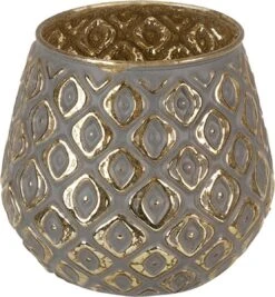 Clayre & Eef Theelichthouder Ø 11x10 Cm Grijs Glas Rond Waxinelichthouder Windlichthouder -Clayre & Eef 1111x1200 2