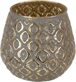 Clayre & Eef Theelichthouder Ø 11x10 Cm Grijs Glas Rond Waxinelichthouder Windlichthouder -Clayre & Eef 1111x1200 3