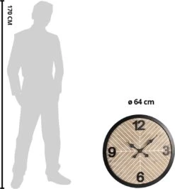 Clayre & Eef Wandklok Ø 64 Cm Bruin Zwart Hout Metaal Muurklok Hangklok Keukenklok -Clayre & Eef 1116x1200 1