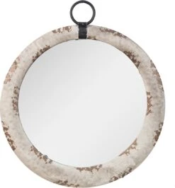 Clayre & Eef Spiegel Ø 41 Cm Grijs Metaal Glas Rond Grote Spiegel Wand Spiegel Muur Spiegel