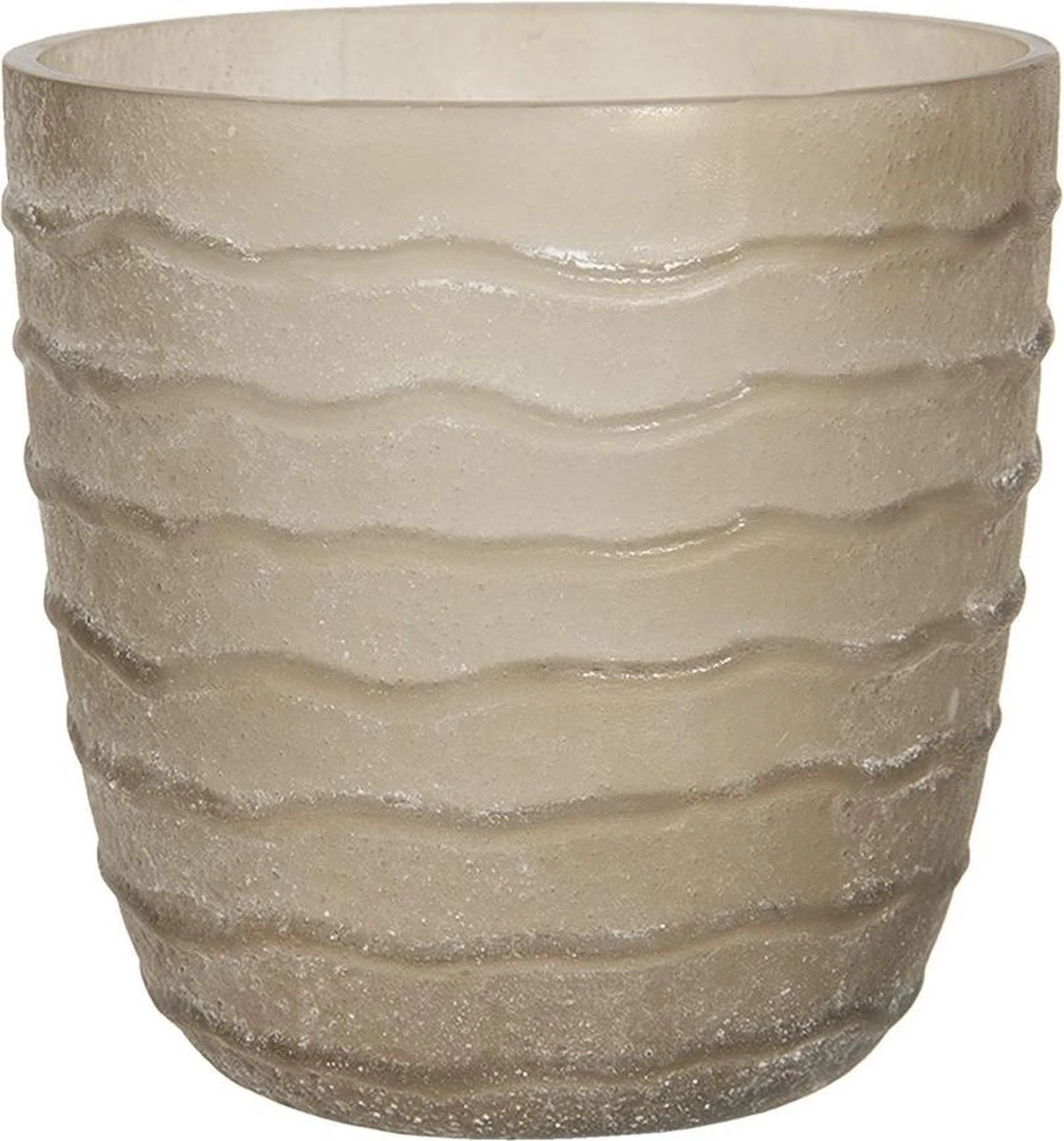 Clayre & Eef Theelichthouder Ø 13x13 Cm Beige Glas Rond Waxinelichthouder Windlichthouder 3 Clayre & Eef Theelichthouder Ø 13x13 Cm Beige Glas Rond Waxinelichthouder Windlichthouder
