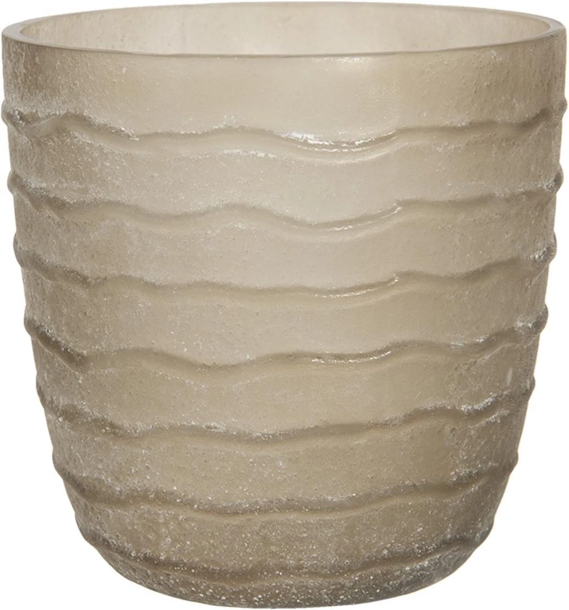 Clayre & Eef Theelichthouder Ø 13x13 Cm Beige Glas Rond Waxinelichthouder Windlichthouder 5 Clayre & Eef Theelichthouder Ø 13x13 Cm Beige Glas Rond Waxinelichthouder Windlichthouder - Afbeelding 3