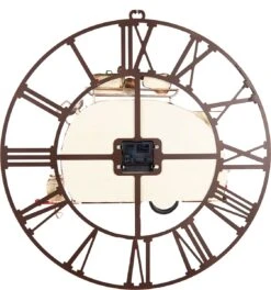 Clayre & Eef Wandklok 48x50 Cm Rood Bruin Metaal Rond Caravan Muurklok Hangklok -Clayre & Eef 1124x1200 1