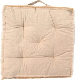 Clayre & Eef Stoelkussen Foam 45x45 Cm Beige Katoen Vierkant Zitkussen Tuinkussen Tuinstoelkussen