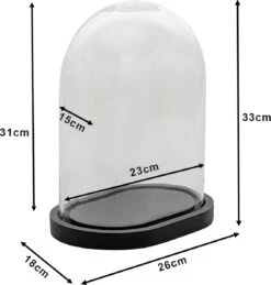 Clayre & Eef Stolp 26x18x33 Cm Zwart Hout Glas Ovaal Glazen Stolp -Clayre & Eef 1143x1200 1