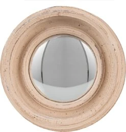 Clayre & Eef Spiegel Ø 16 Cm Beige Kunststof Rond Grote Spiegel Wand Spiegel Muur Spiegel