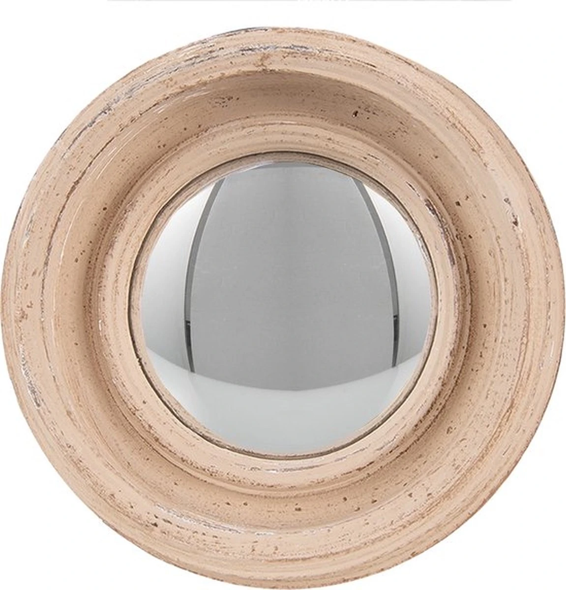 Clayre & Eef Spiegel Ø 16 Cm Beige Kunststof Rond Grote Spiegel Wand Spiegel Muur Spiegel 5 Clayre & Eef Spiegel Ø 16 Cm Beige Kunststof Rond Grote Spiegel Wand Spiegel Muur Spiegel - Afbeelding 3
