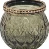 Clayre & Eef Theelichthouder Ø 6x5 Cm Groen Bruin Glas Metaal Rond Waxinelichthouder Windlichthouder -Clayre & Eef 1152x1200 1