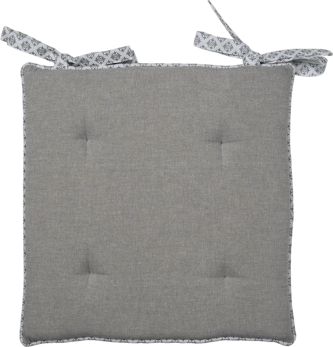 Clayre & Eef Stoelkussen Foam 40x40x4 Cm Grijs Katoen Harten Ruiten Zitkussen Tuinkussen Tuinstoelkussen 4 Clayre & Eef Stoelkussen Foam 40x40x4 Cm Grijs Katoen Harten Ruiten Zitkussen Tuinkussen Tuinstoelkussen - Afbeelding 2