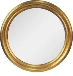 Clayre & Eef Spiegel Ø 59 Cm Goudkleurig Hout Grote Spiegel Wand Spiegel Muur Spiegel