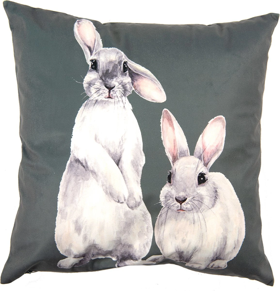 Clayre & Eef Kussenhoes 45x45 Cm Groen Wit Polyester Vierkant Konijnen Sierkussenhoes Kussen 5 Clayre & Eef Kussenhoes 45x45 Cm Groen Wit Polyester Vierkant Konijnen Sierkussenhoes Kussen - Afbeelding 3