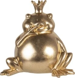 Clayre & Eef Beeld Set Van 3 Kikker 14x8x12 Cm Goudkleurig Kunststof Decoratie Figuur Decoratieve Accessoires Woonaccessoires -Clayre & Eef 1156x1200 3