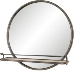 Clayre & Eef Spiegel 60x60 Cm Bruin Hout Metaal Rond Grote Spiegel Wand Spiegel Muur Spiegel -Clayre & Eef 1158x1200 3