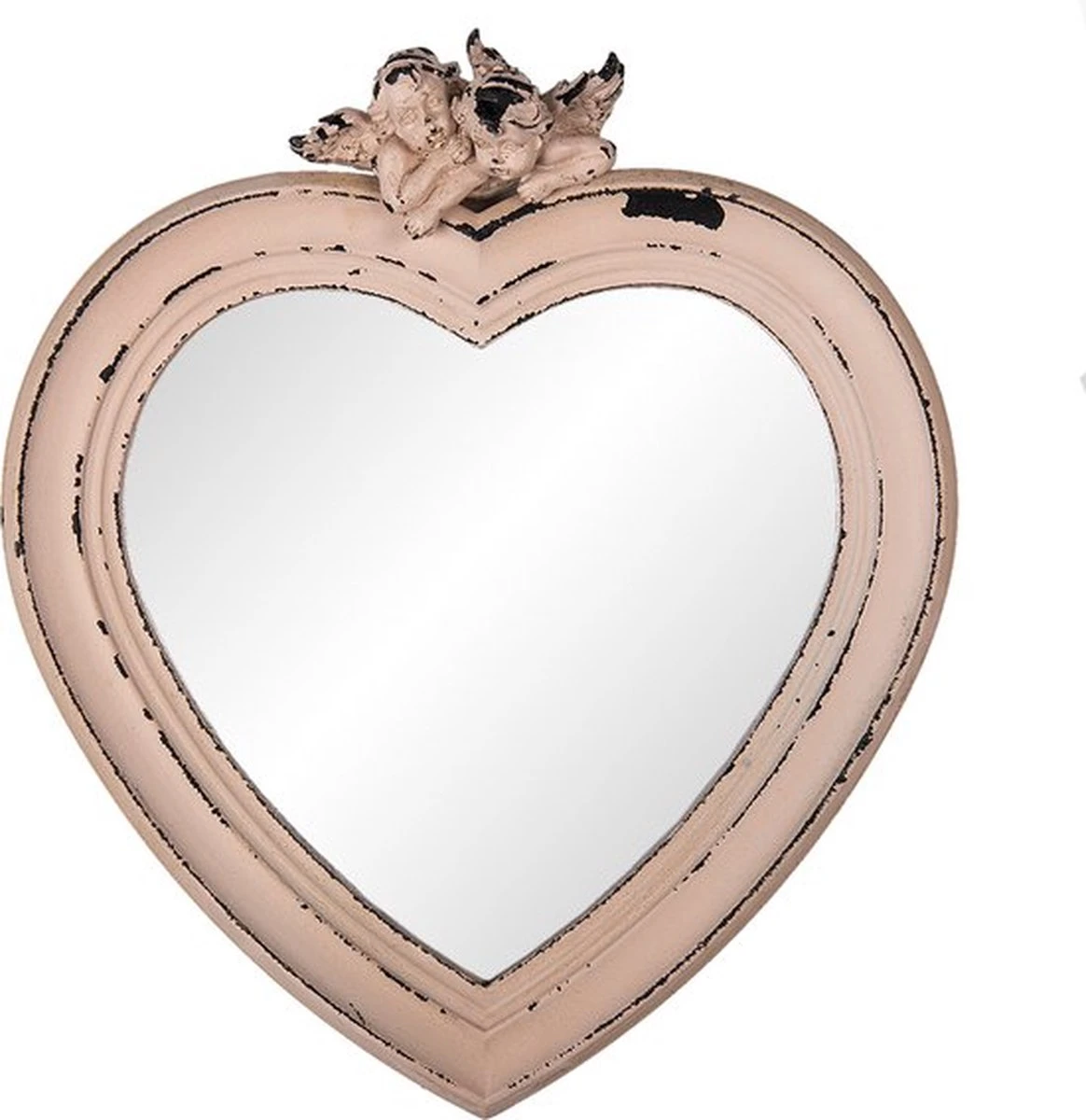 Clayre & Eef Spiegel 30x34 Cm Roze MDF Glas Hartvormig Engelen Grote Spiegel Wand Spiegel Muur Spiegel 8 Clayre & Eef Spiegel 30x34 Cm Roze MDF Glas Hartvormig Engelen Grote Spiegel Wand Spiegel Muur Spiegel - Afbeelding 6