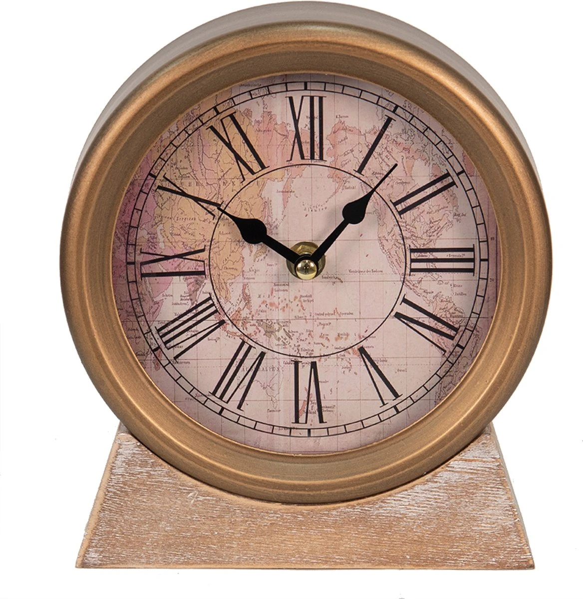 Clayre & Eef Tafelklok 17x20 Cm Goudkleurig Hout Ijzer Rond Tafelklokken Binnen Staand Klokje Tafelklokje 3 Clayre & Eef Tafelklok 17x20 Cm Goudkleurig Hout Ijzer Rond Tafelklokken Binnen Staand Klokje Tafelklokje
