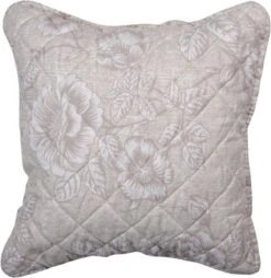 Clayre & Eef Kussenhoes 40x40 Cm Beige Wit Polyester Vierkant Bloemen Sierkussenhoes Kussen Hoes -Clayre & Eef 1168x1200