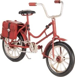 Clayre & Eef Decoratie Miniatuur Fiets 16x5x10 Cm Rood Ijzer Kunststof Miniatuur Fiets Decoratie Modelfiets