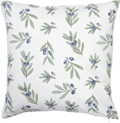Clayre & Eef Kussenhoes 40x40 Cm Wit Groen Katoen Vierkant Olijftakken Sierkussenhoes Kussen Hoes -Clayre & Eef 1174x1200 2