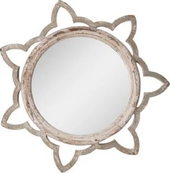 Clayre & Eef Spiegel 86x84 Cm Beige Hout Grote Spiegel Wand Spiegel Muur Spiegel